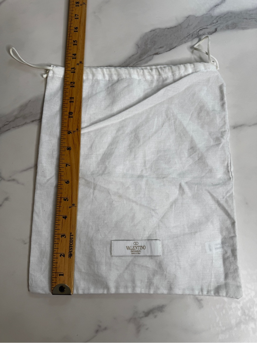 Valentino Garavani White Cotton Drawstring Dust Bag 13X11